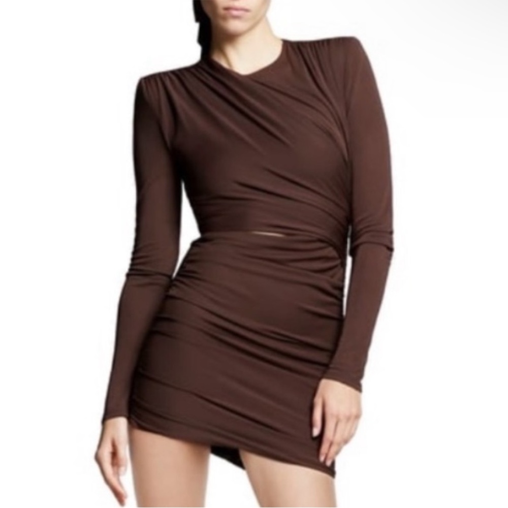 Zara Draped Mini Dress Brown